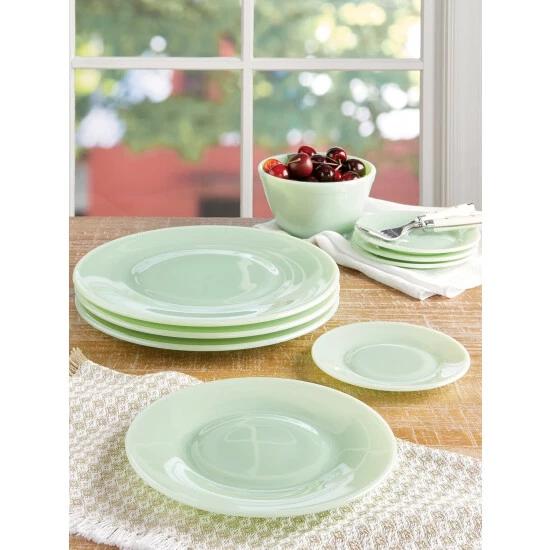 New 🔔 Mosser Glass Plates, In 3 Sizes Jadeite ✔️ 3 New 🔔 Mosser Glass Plates, In 3 Sizes Jadeite ✔️