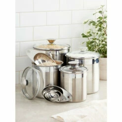 New ๐ฅฐ Tranmontina Stainless Steel 8-Piece Canister And Scoop Set ๐