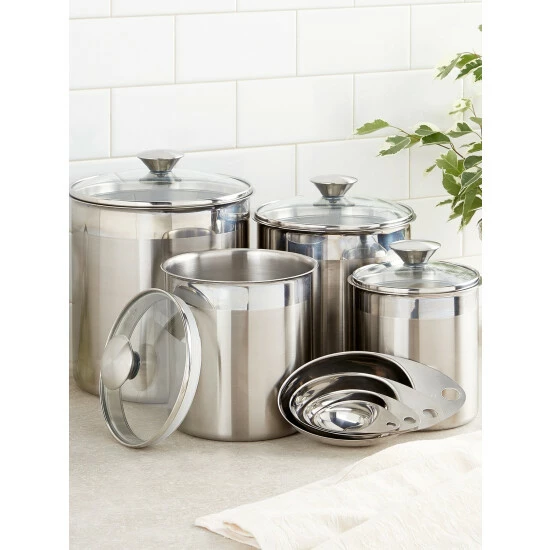 New ๐ฅฐ Tranmontina Stainless Steel 8-Piece Canister And Scoop Set ๐ 5 New ๐ฅฐ Tranmontina Stainless Steel 8-Piece Canister And Scoop Set ๐ - Image 3