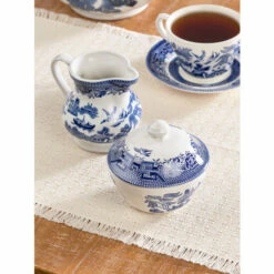 Cheap 🔔 Vermont Country Store Blue Willow Sugar And Creamer Set 🧨