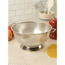 New 😉 Vermont Country Store Stainless Steel 5-Quart Colander Silver 👏