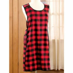 Cheapest 👏 Vermont Country Store Buffalo Check Cotton Farmhouse Apron Red 😍