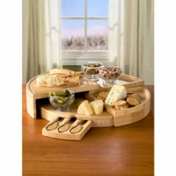 Promo 😀 Vermont Country Store Multi-Level Bamboo Foldable Cheese Board ❤️