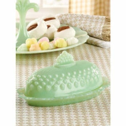 Promo 👏 Mosser Fenton Hobnail Jadeite Butter Dish ❤️