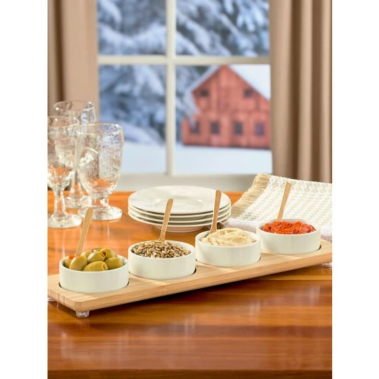 Promo ๐งจ Vermont Country Store Bamboo Serving Tray With Bowls And Spoons โญ 4 Promo ๐งจ Vermont Country Store Bamboo Serving Tray With Bowls And Spoons โญ - Image 2