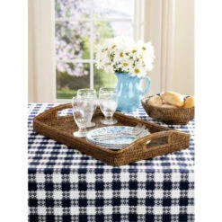 New 🔥 Vermont Country Store Artisan Kitchen Rattan Serving Tray Brown 👏