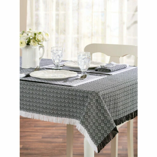 New 😍 The Mountain Weavers Diamond Weave Cotton Tablecloth Cranberry And White 👍 -Cheap Kitchen Shop unnamed file 422