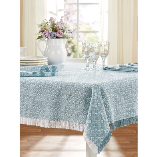 New 😍 The Mountain Weavers Diamond Weave Cotton Tablecloth Cranberry And White 👍 5 New 😍 The Mountain Weavers Diamond Weave Cotton Tablecloth Cranberry And White 👍 - Image 3