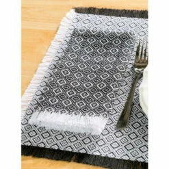 Cheapest 🔔 The Mountain Weavers Diamond Weave Cotton Napkin, Set Of 2 Black And White ✔️ -Cheap Kitchen Shop unnamed file 475
