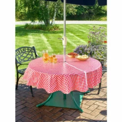 Best deal 🤩 Vermont Country Store Zip-Off Vinyl Umbrella Tablecloth Blue 🎁