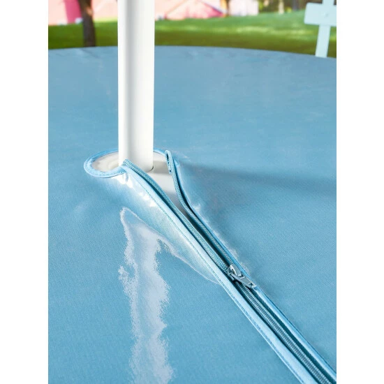 Promo 💯 Vermont Country Store Stay-Put Elasticized Oilcloth Umbrella Tablecloth Blue 🎉 3 Promo 💯 Vermont Country Store Stay-Put Elasticized Oilcloth Umbrella Tablecloth Blue 🎉 - Image 2