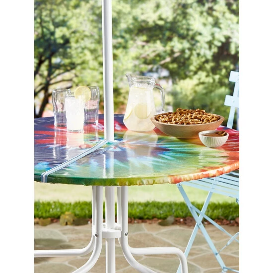 Promo 💯 Vermont Country Store Stay-Put Elasticized Oilcloth Umbrella Tablecloth Blue 🎉 7 Promo 💯 Vermont Country Store Stay-Put Elasticized Oilcloth Umbrella Tablecloth Blue 🎉 - Image 6