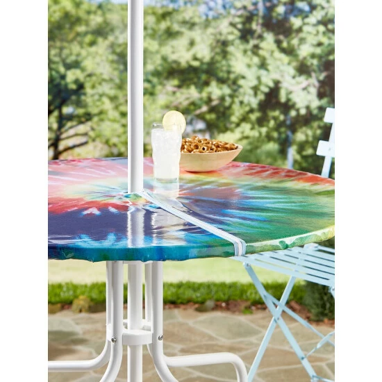 Promo 💯 Vermont Country Store Stay-Put Elasticized Oilcloth Umbrella Tablecloth Blue 🎉 8 Promo 💯 Vermont Country Store Stay-Put Elasticized Oilcloth Umbrella Tablecloth Blue 🎉 - Image 7