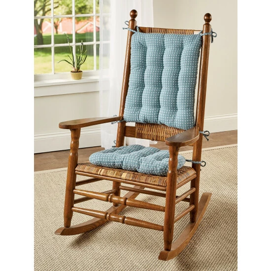 Outlet 💯 The Mountain Weavers Mountain Weave Never-Flatten Rocker Chair Pad Set, In 2 Sizes Wedgwood Blue And White 👏 8 Outlet 💯 The Mountain Weavers Mountain Weave Never-Flatten Rocker Chair Pad Set, In 2 Sizes Wedgwood Blue And White 👏 - Image 7
