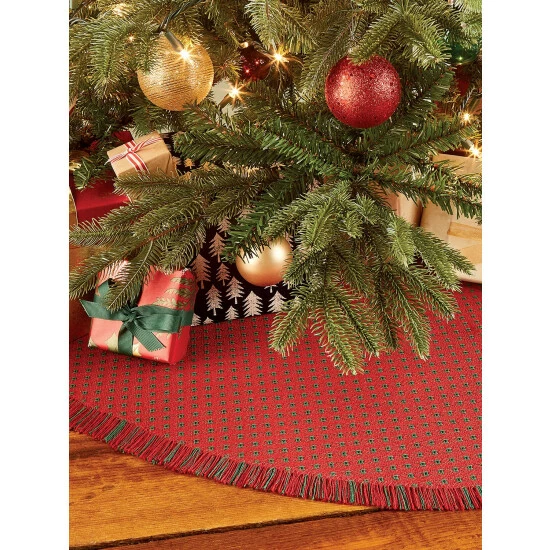 Hot Sale 💯 The Mountain Weavers Mountain Weave Cotton 🔔 Christmas Tree 👗 Skirt Forest Green & Red ❤️ 6 Hot Sale 💯 The Mountain Weavers Mountain Weave Cotton 🔔 Christmas Tree 👗 Skirt Forest Green & Red ❤️ - Image 4